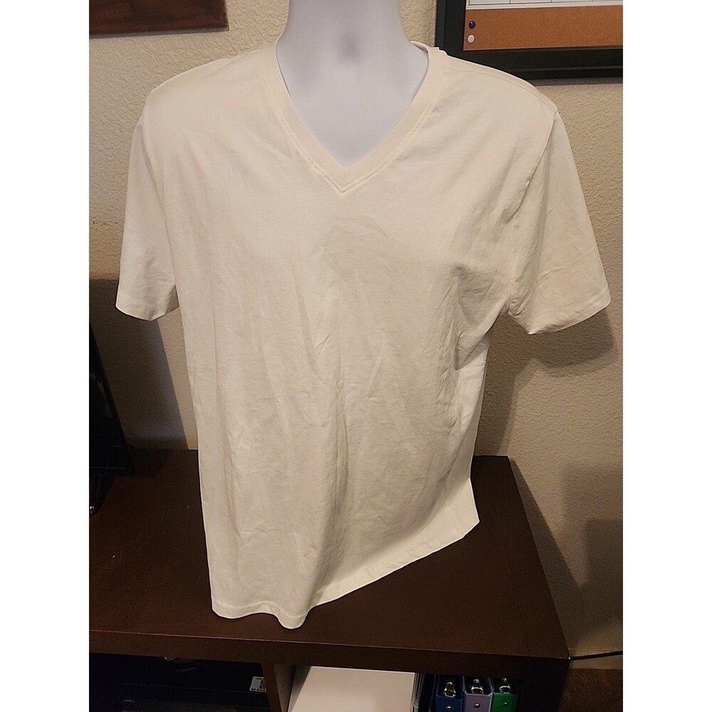 Men's Forever 21 White V-Neck T-Shirt Size L
